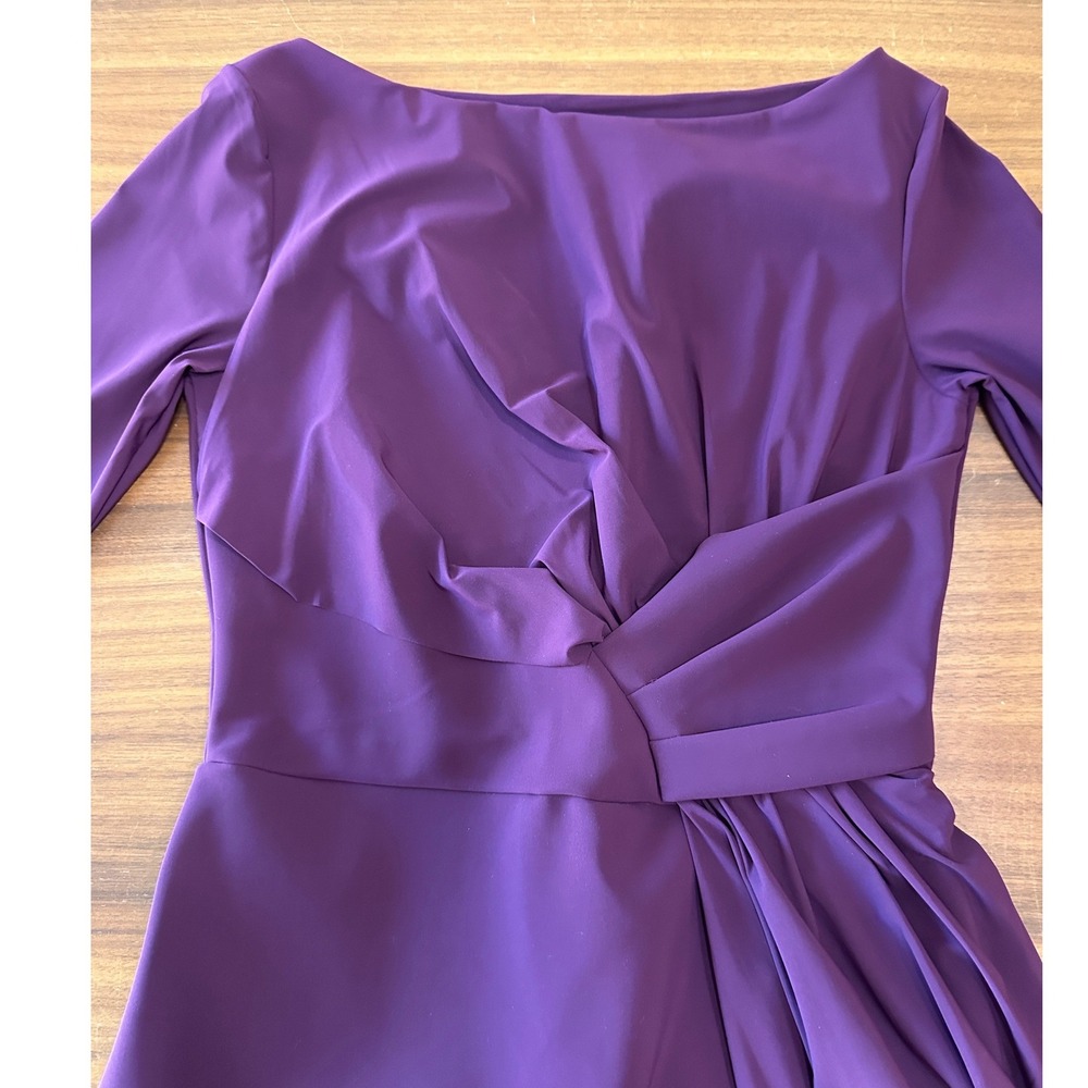 NWT Chiara Boni Cinthia Midi Dress  IT 48 US 12 Plum Purple Draped Cocktail - Picture 9 of 13